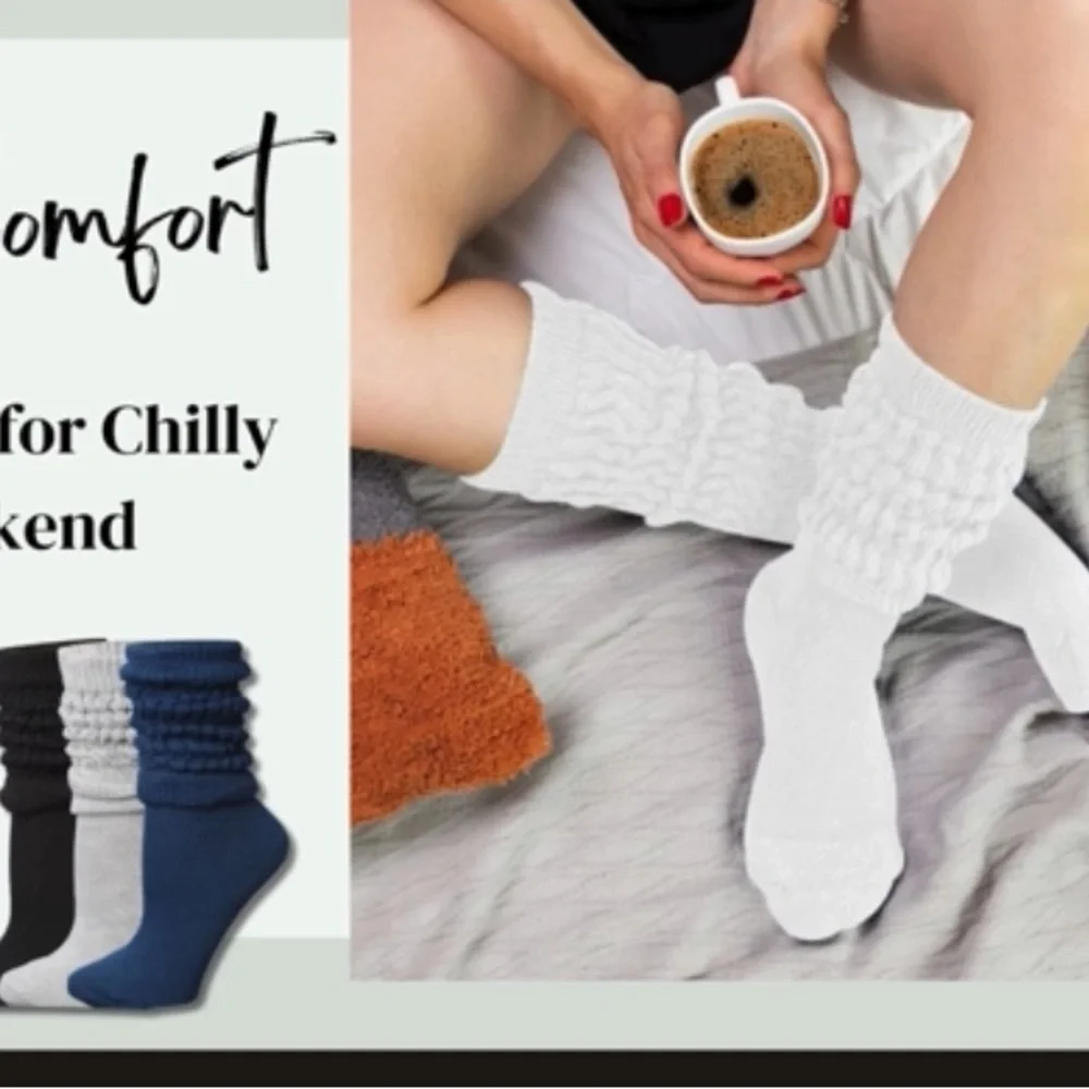🌸6 Pair Slouch Socks Ladies (B/W)